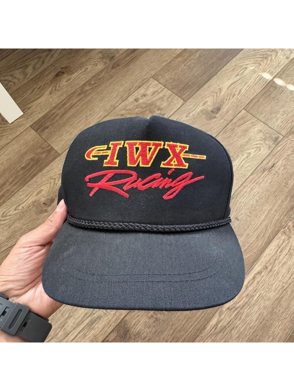 Vtg 90s IWX Racing Rope Trucker Hat Nomad Snapback USA Made
